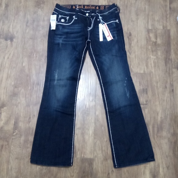 Rock Revival Jeans Women's 30 Easy Boot Embellished Rhinestones NWT 178 USD - Picture 2 of 11